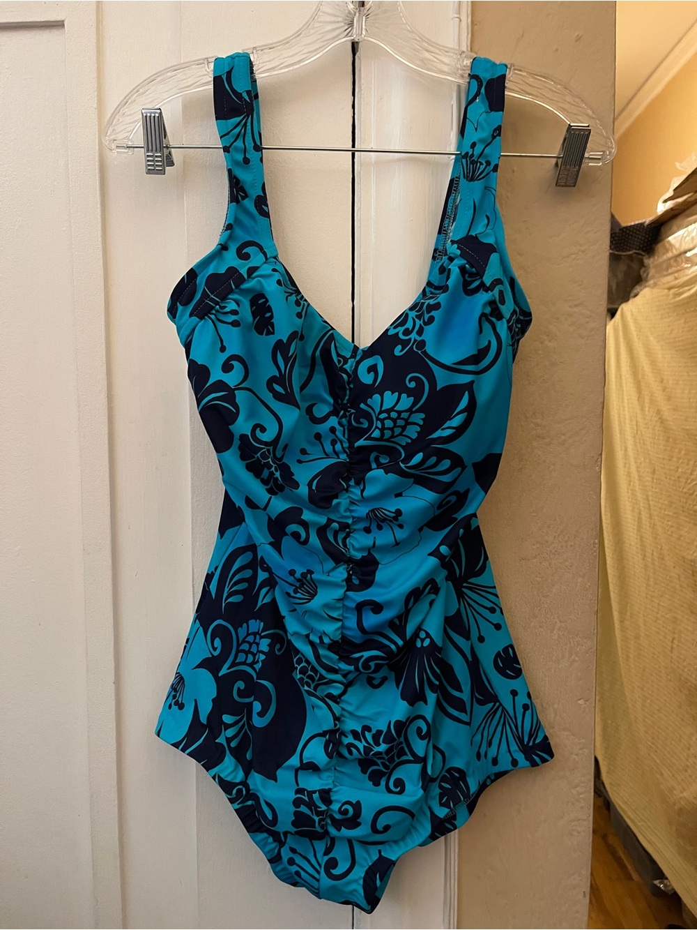 Maxine women’s teal and Navy Floral One-Piece Swimsuit (NWOT)